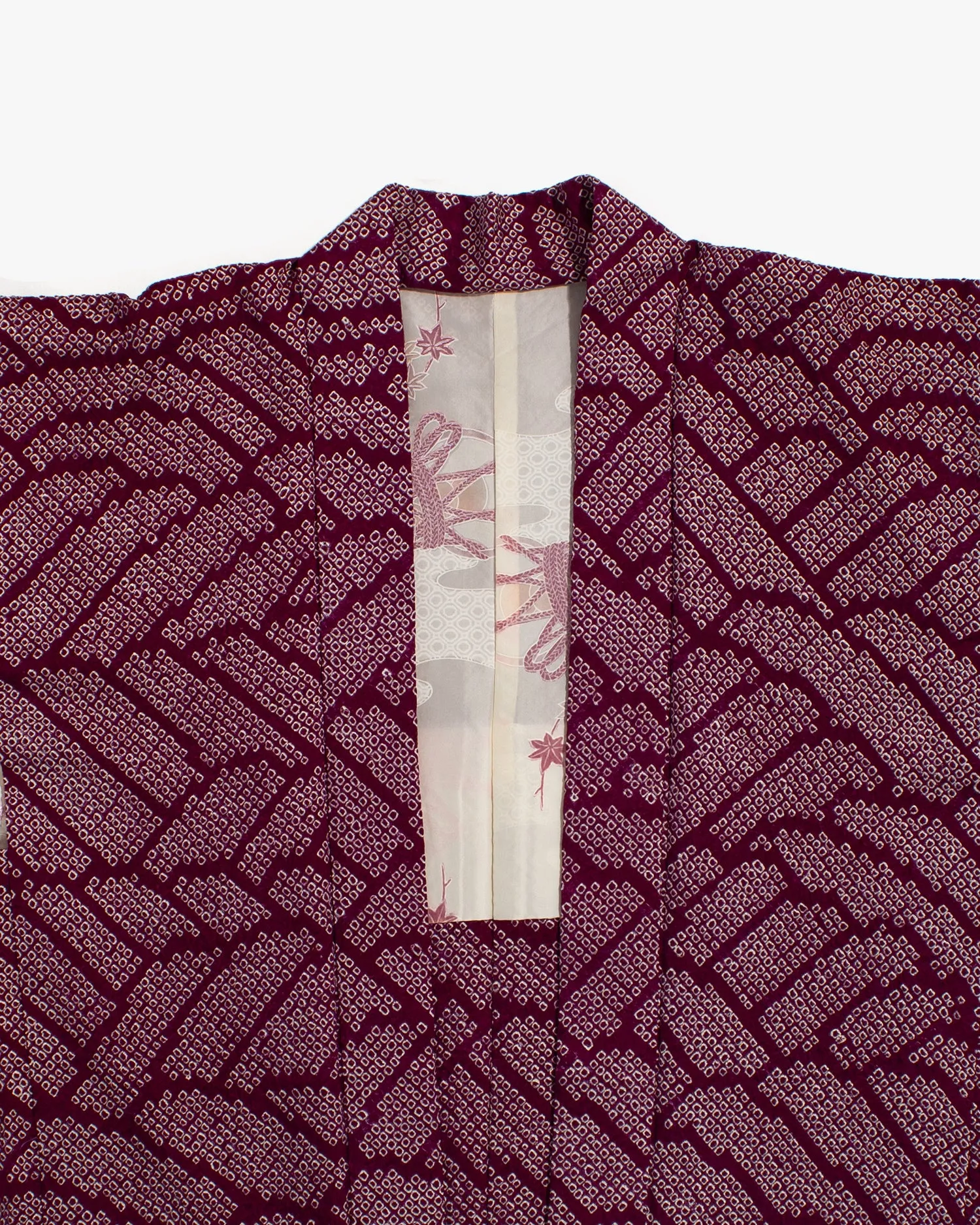 Vintage Haori Jacket, Full Shibori, Abstract Burgundy Seigaiha