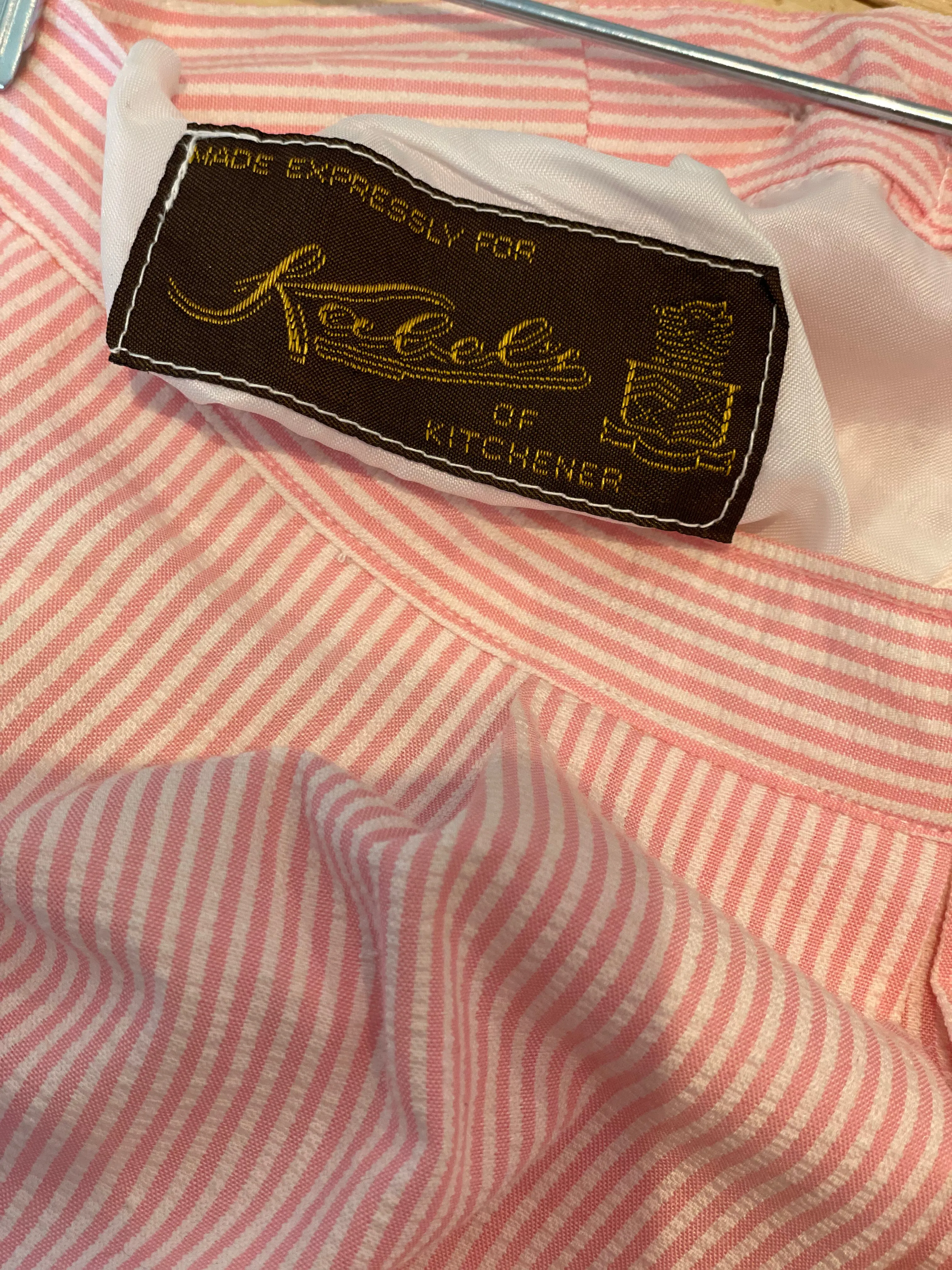 Vintage Haspel Pink Seersucker Stripe Pleated Pocket Skirt - Small