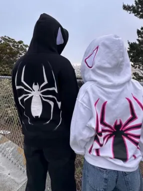 Vintage Spider Print Full Zip Hoodie - Single