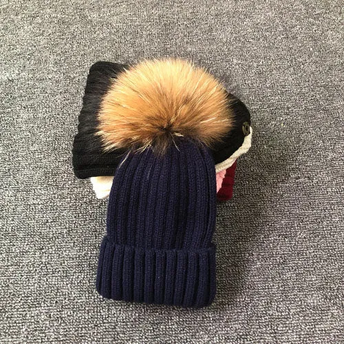 Women's Faux Winter Beanie with Detachable Pom Pom