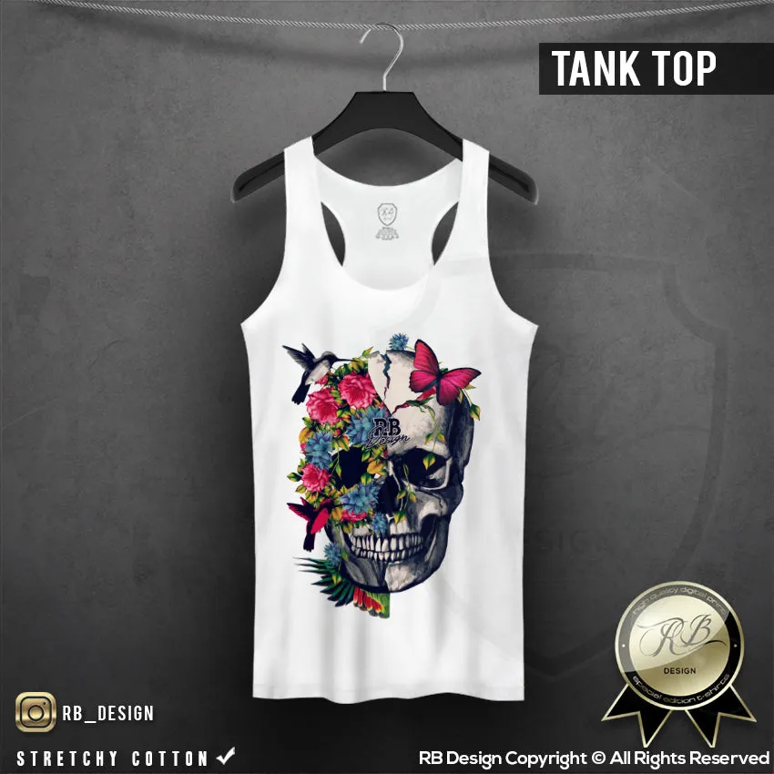 Women's Floral Flowers Skull T-shirt Half-life Graphic Tank Top WD220