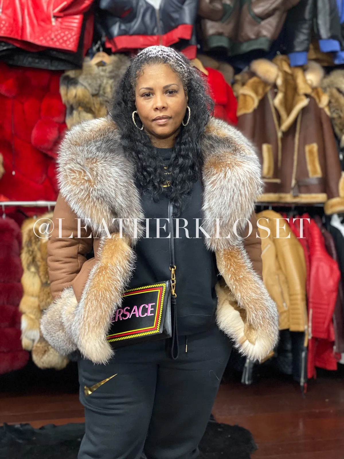 Women's Lara Shearling With Fox [Chestnut]