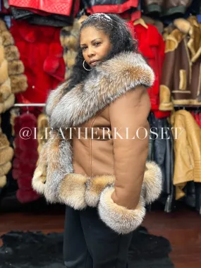 Women's Lara Shearling With Fox [Chestnut]