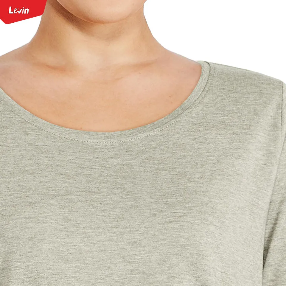 Womens Long Sleeve Round Neck Cotton Blend T-shirt