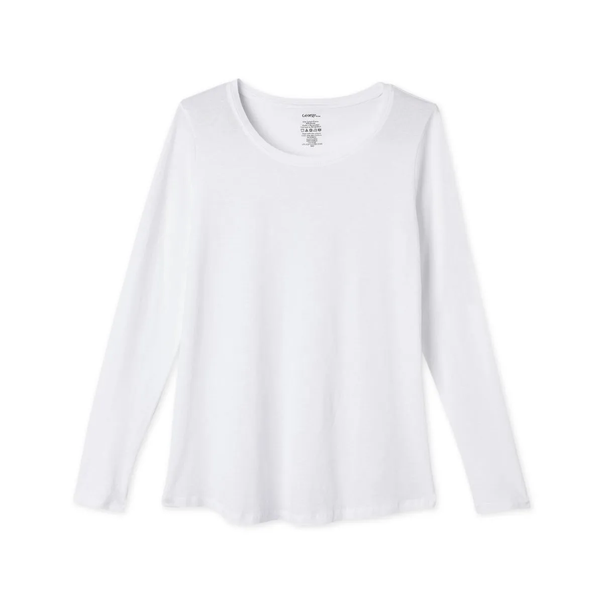 Womens Long Sleeve Round Neck Cotton Blend T-shirt