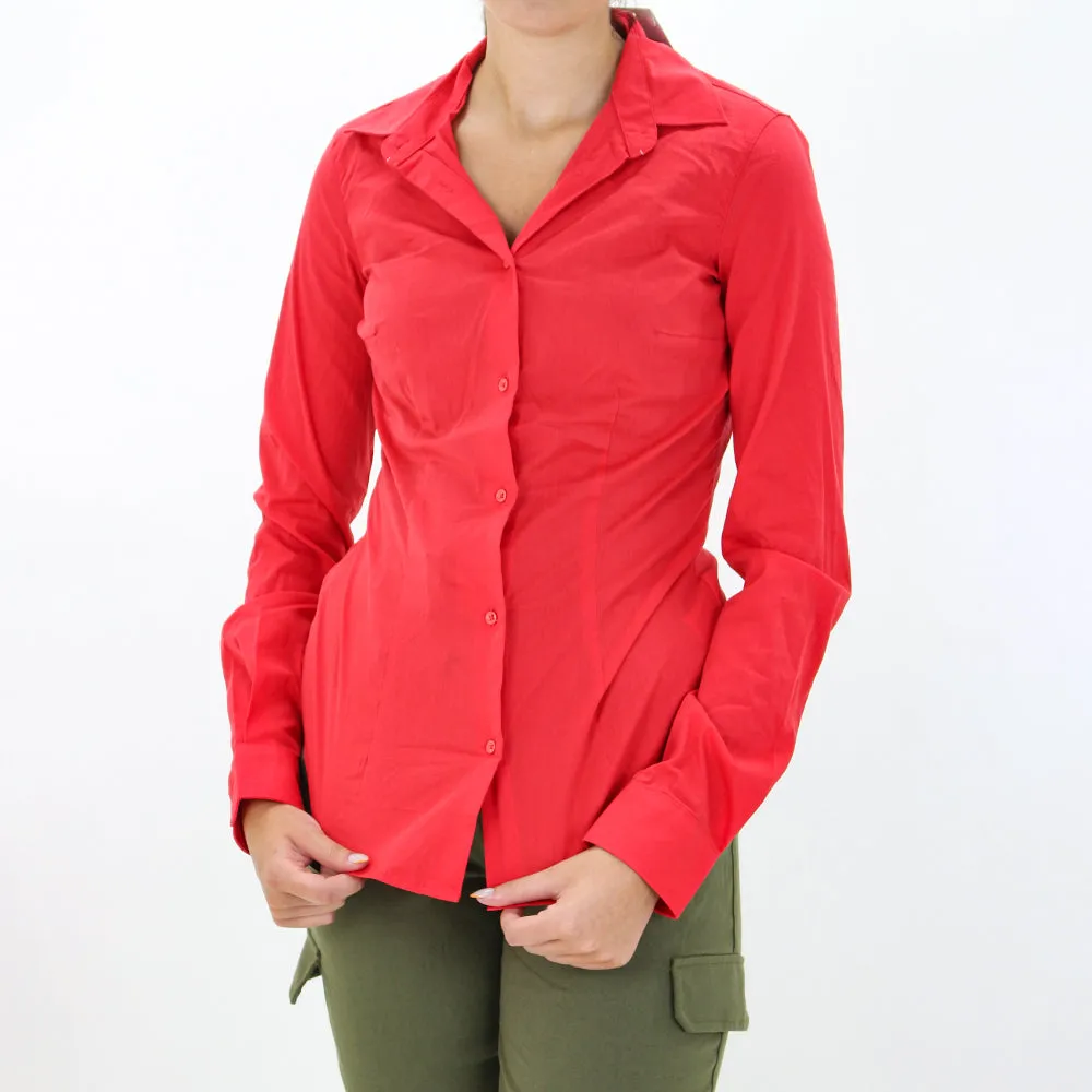 Women's Plain Casual Shirt,Red