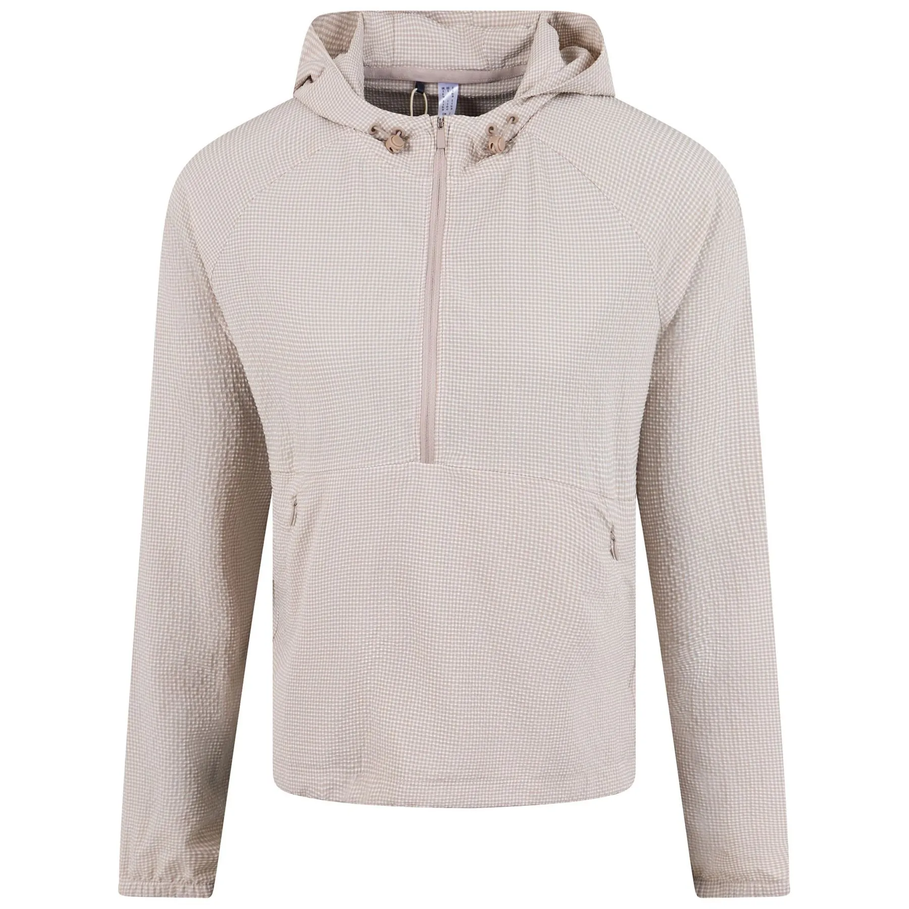 Womens Searsucker Quarter Zip Hoodie Wonder Taupe - SS23