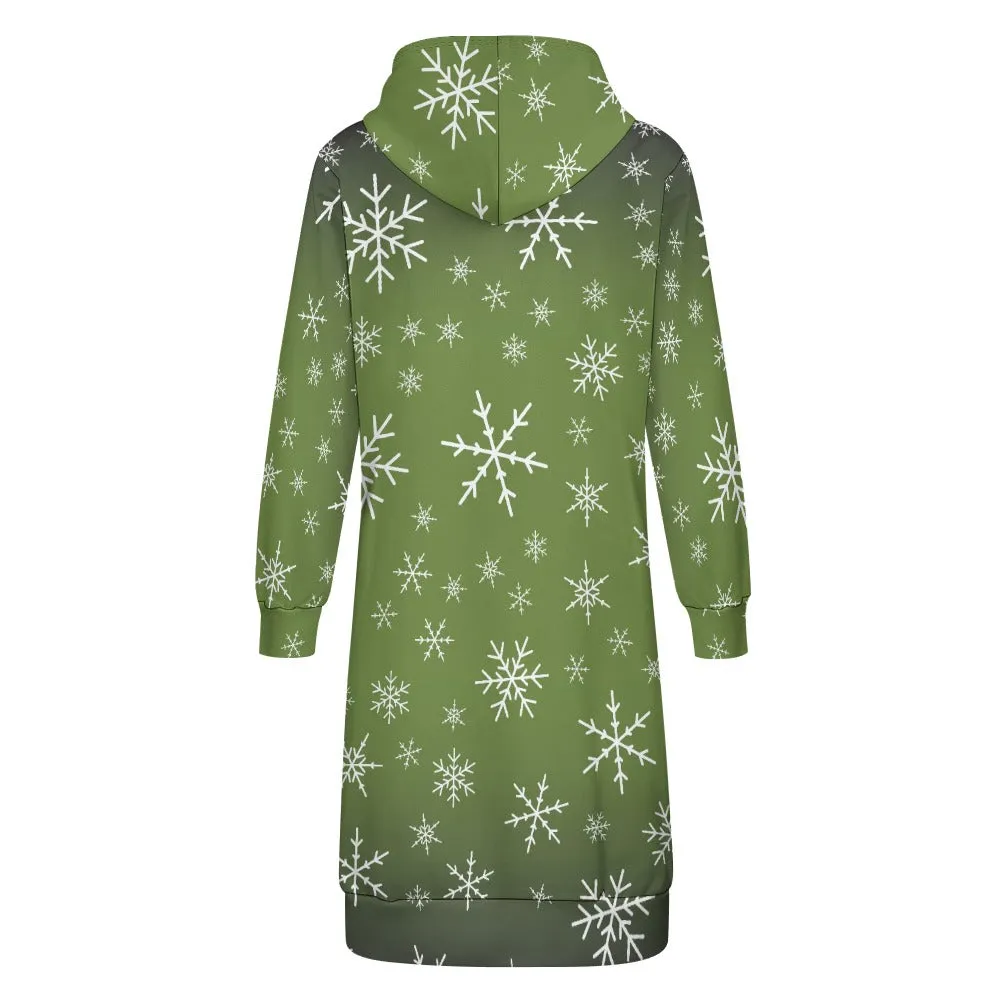 Women's Warm Snow long Hoodie - OliveDrab