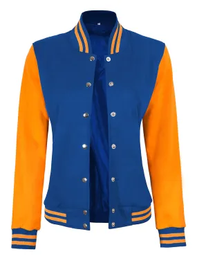 Womens Yellow and Royal Blue Letterman Jacket