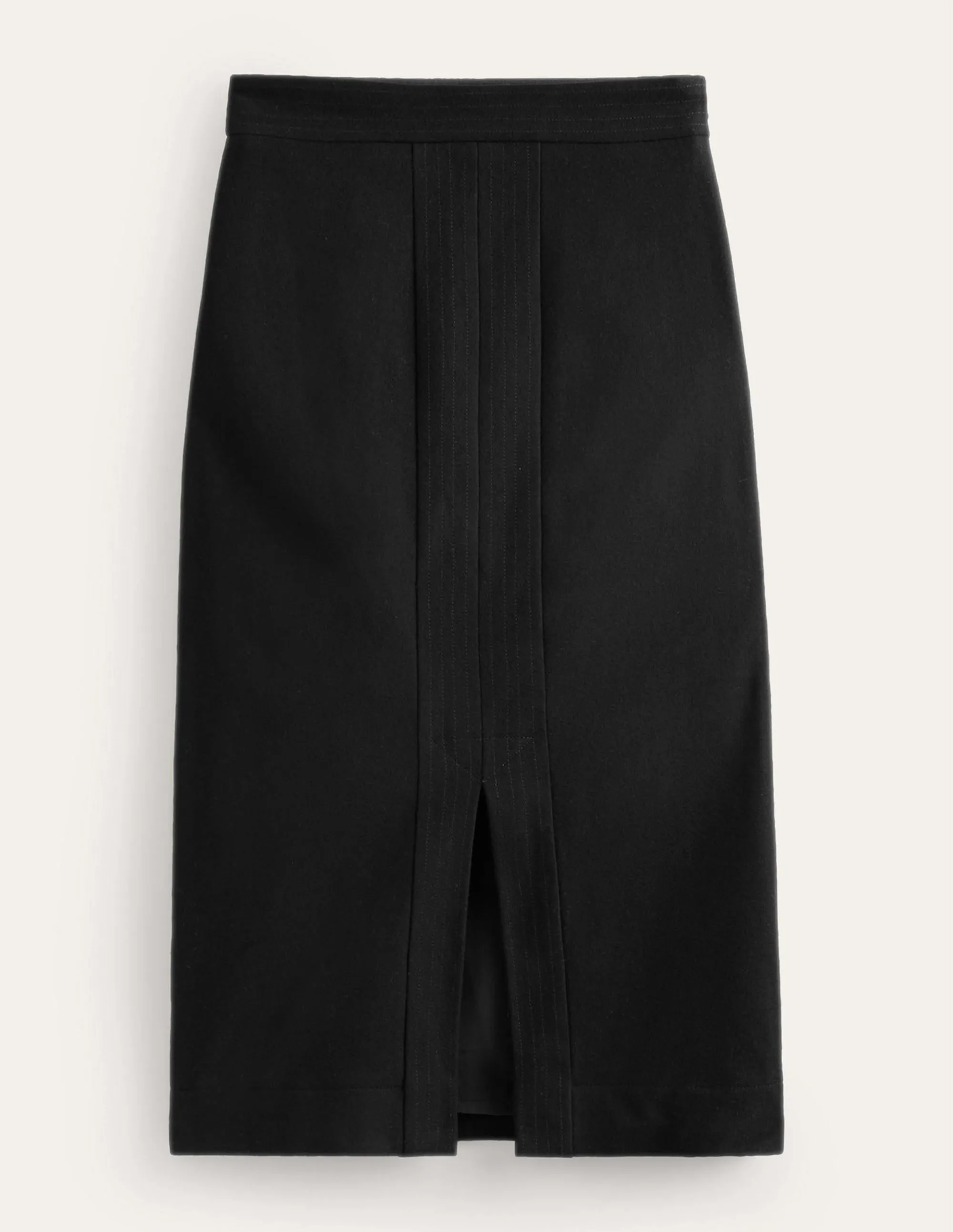 Wool Pencil Skirt-Black