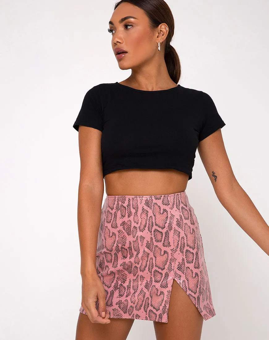 Wren Mini Skirt in PU Snake Pink