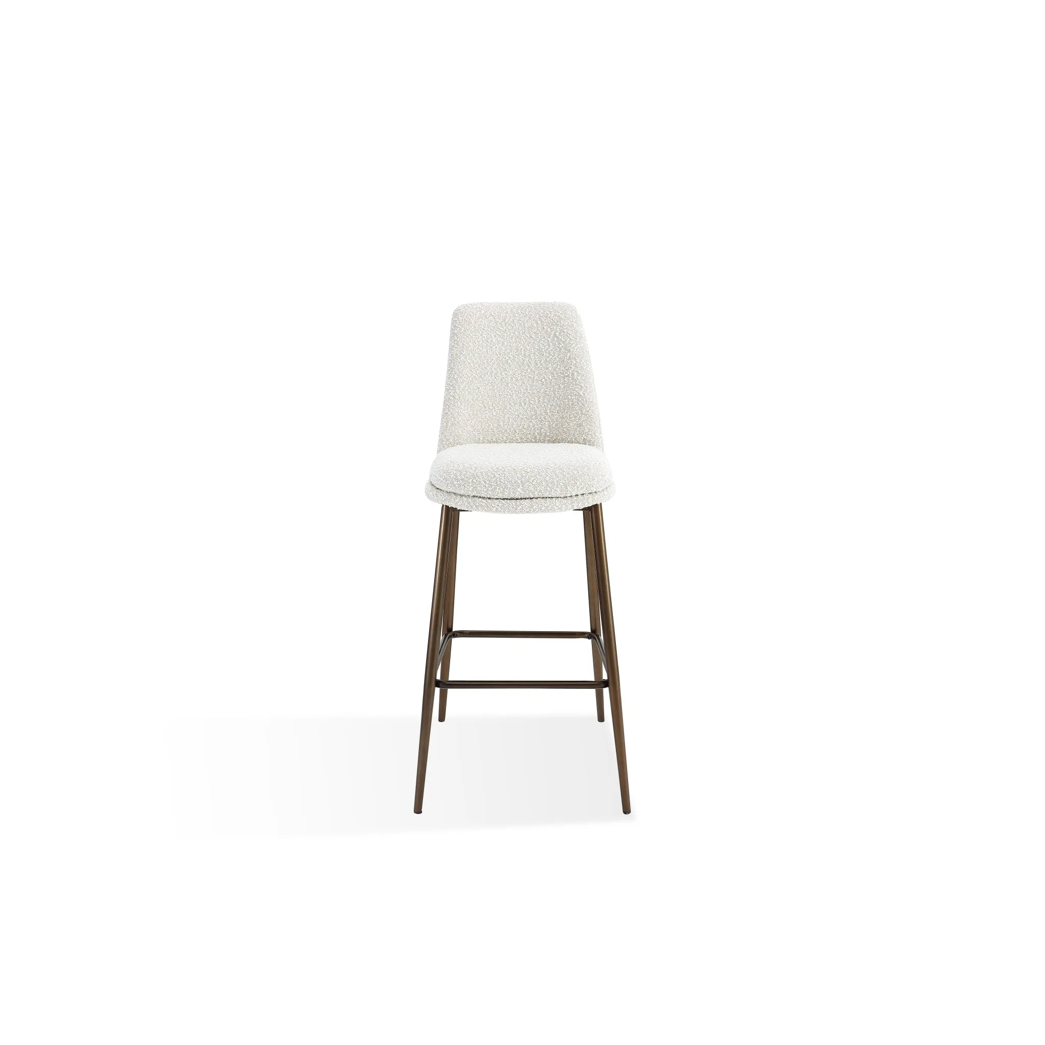 Wyatt Upholstered Bar Stool in Ricotta Boucle and Bronze Metal