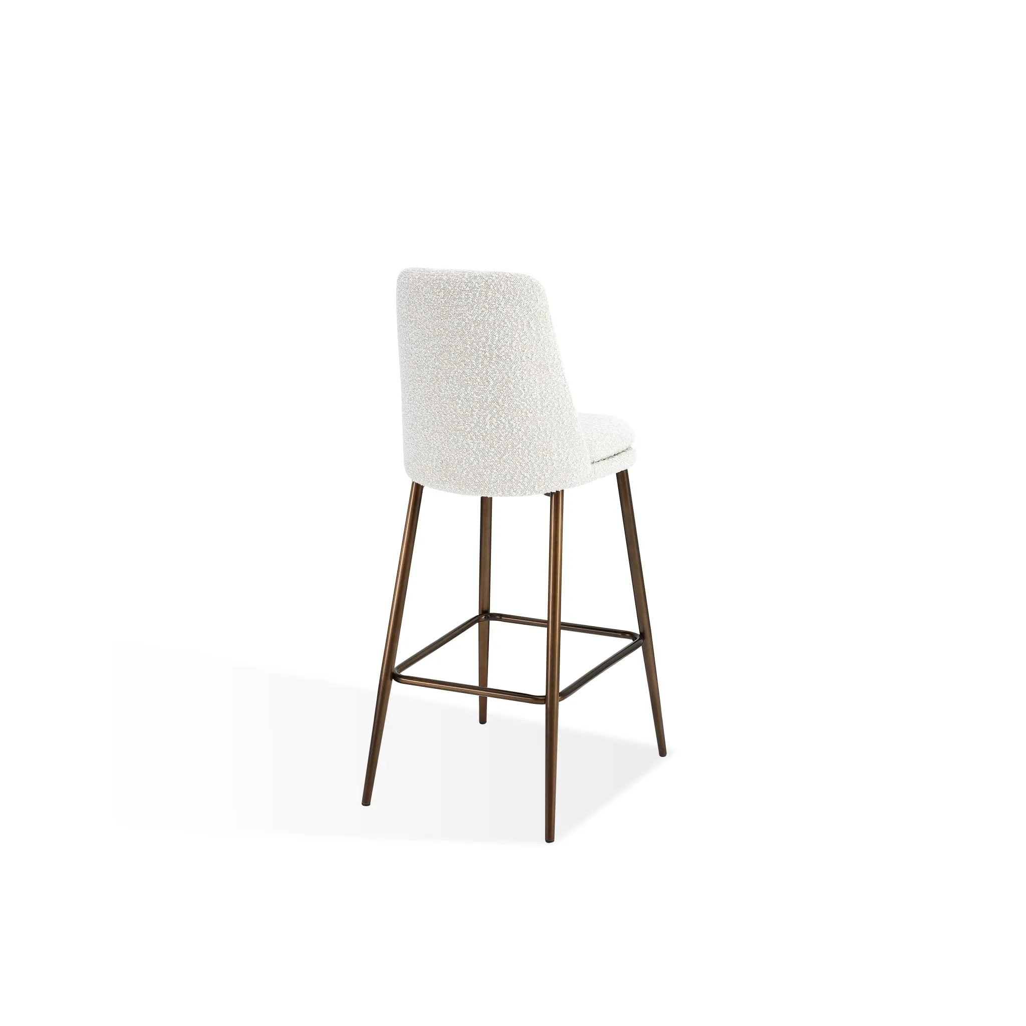 Wyatt Upholstered Bar Stool in Ricotta Boucle and Bronze Metal