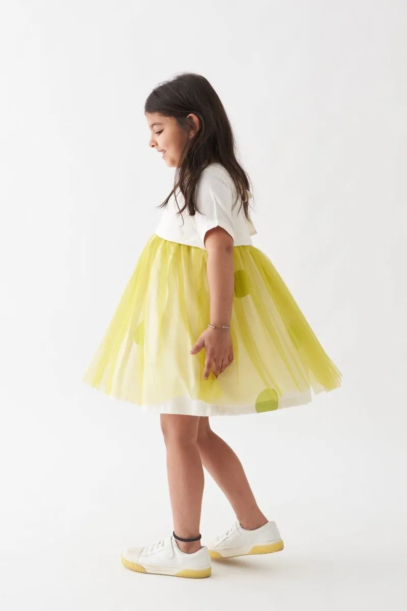 Yoke Dress - Lime Polka