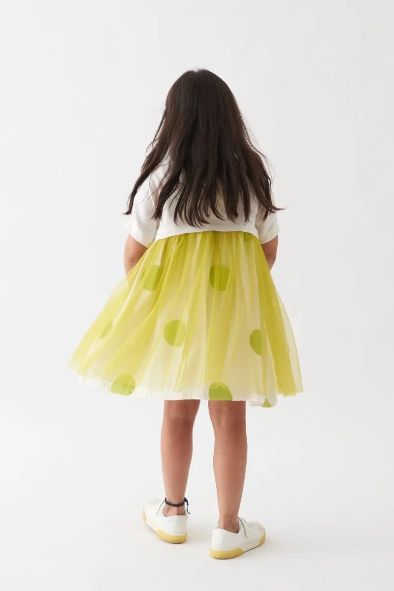 Yoke Dress - Lime Polka