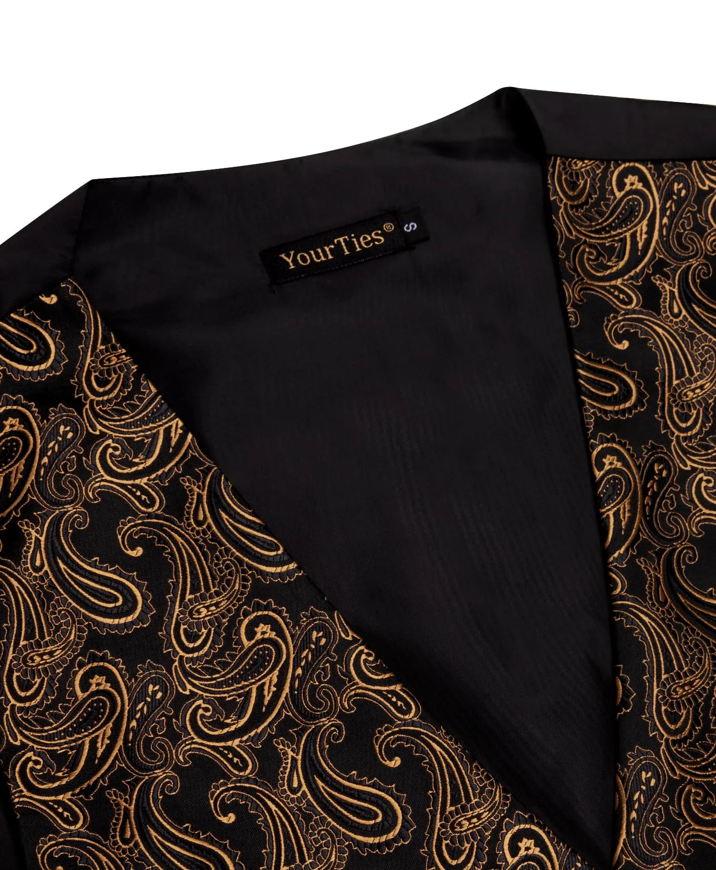 YourTies Brown Paisley Sleeveless Wedding Vest Necktie Set for Men