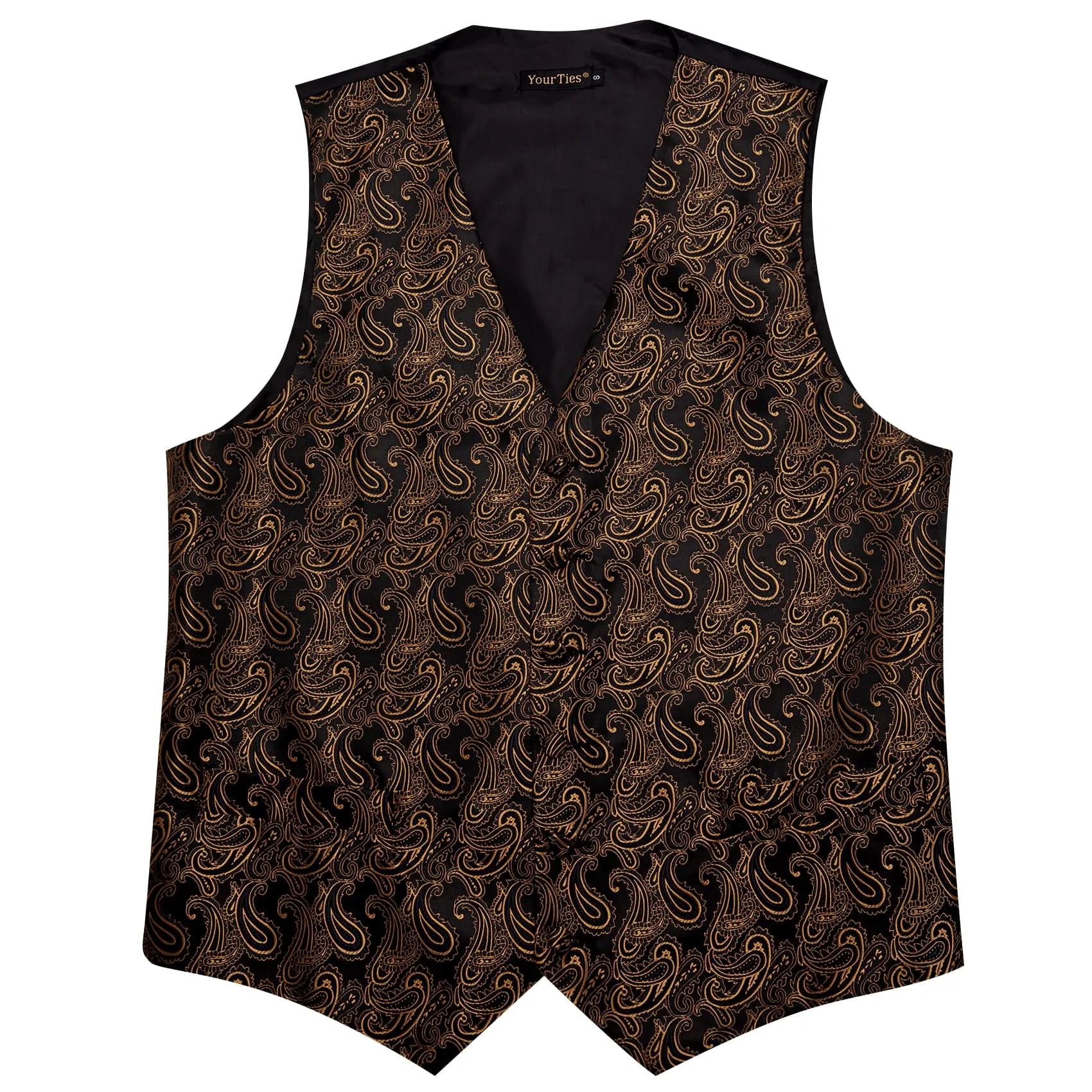 YourTies Brown Paisley Sleeveless Wedding Vest Necktie Set for Men