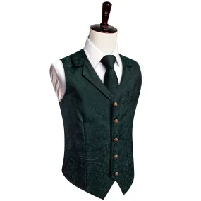 YourTies Jungle Green Wedding Waistcoat Mens Paisley Vest Necktie Set