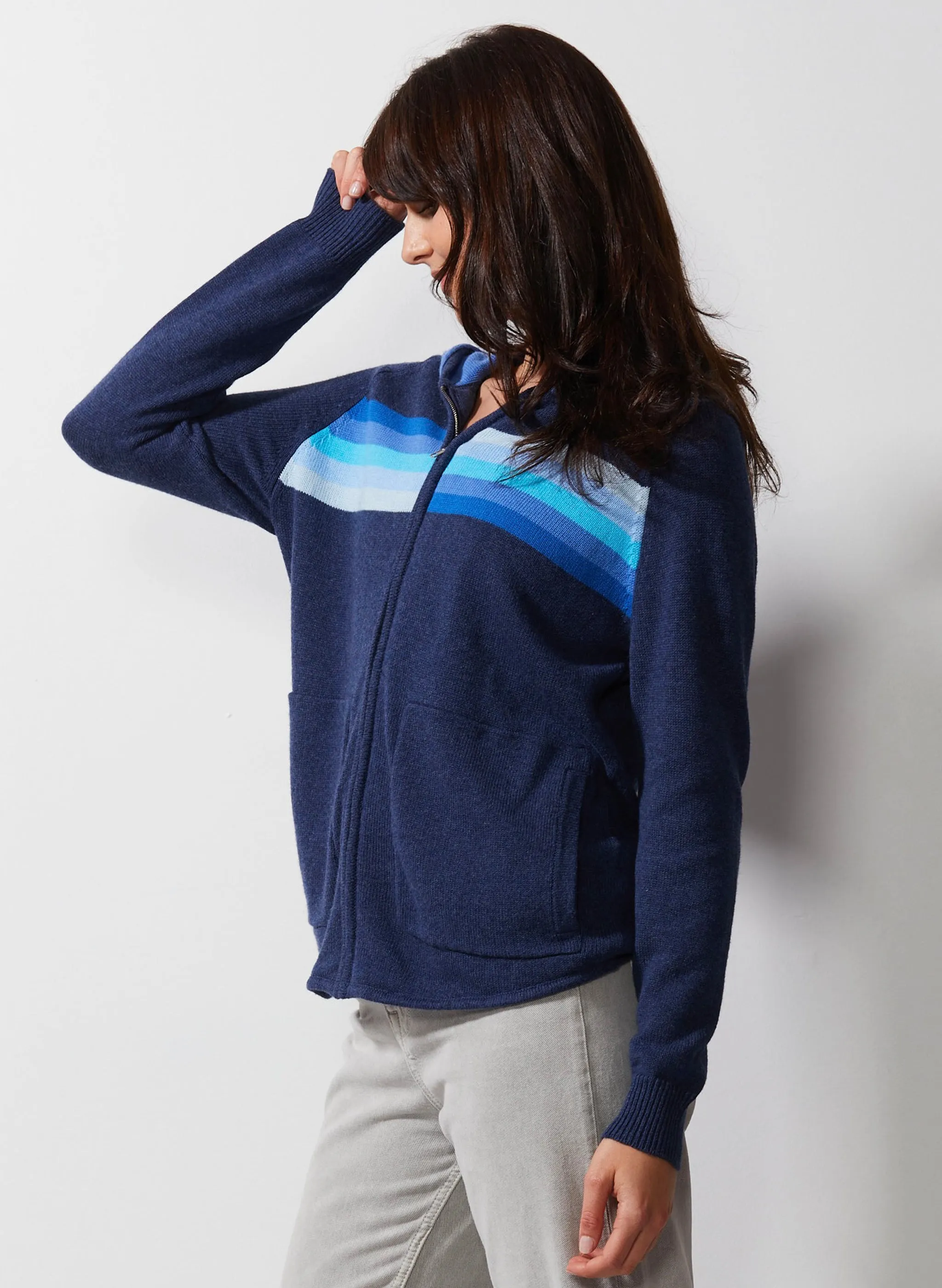 Zaket & Plover - Retro Stripe Hoodie - Denim